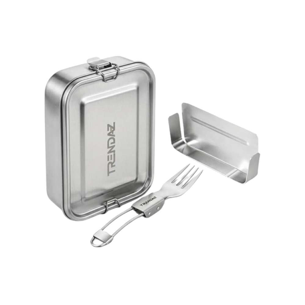 TRENDA-Z® Stainless Steel Bento Lunch Box with Divider & Foldable Fork