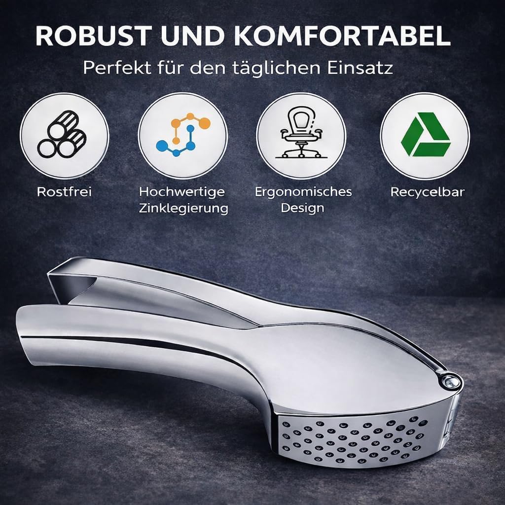 Premium garlic press made of zinc alloy