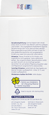 Magnesium Citrate 400 Granule Sticks 20 pcs, 120 g